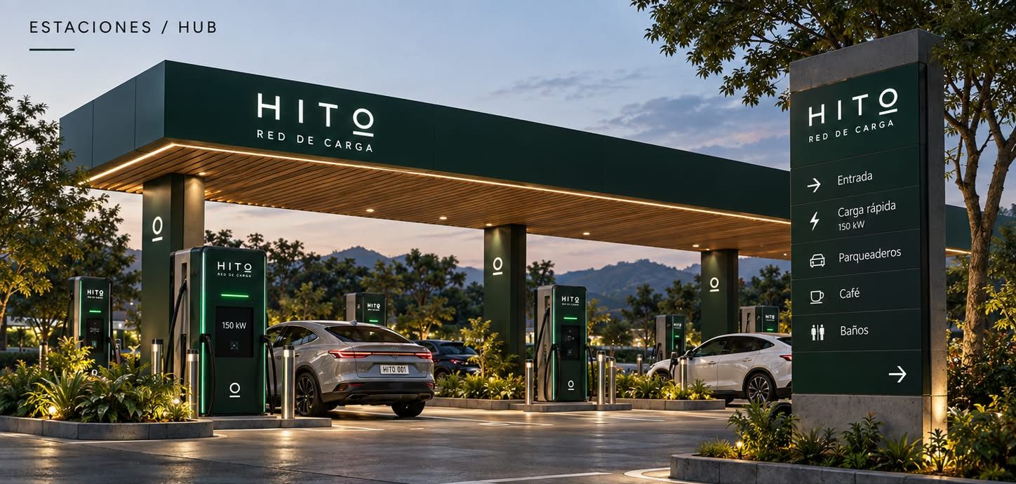 Estación hub HITO con cubierta y señalización